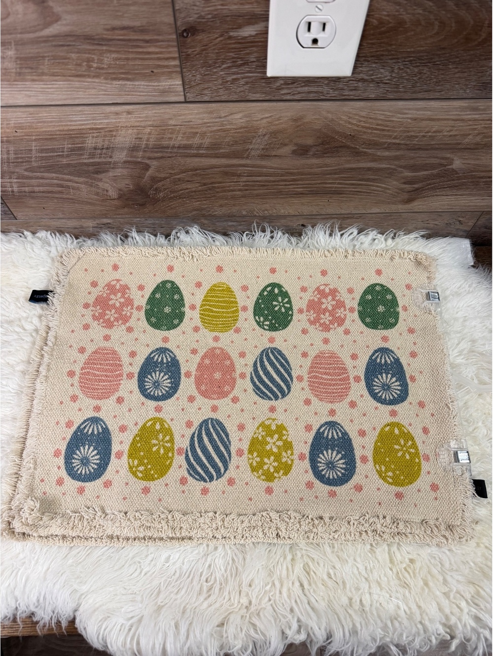 Cynthia Rowley Easter Egg Placemats Cotton Fringe Spring Farmhouse Table Decor
